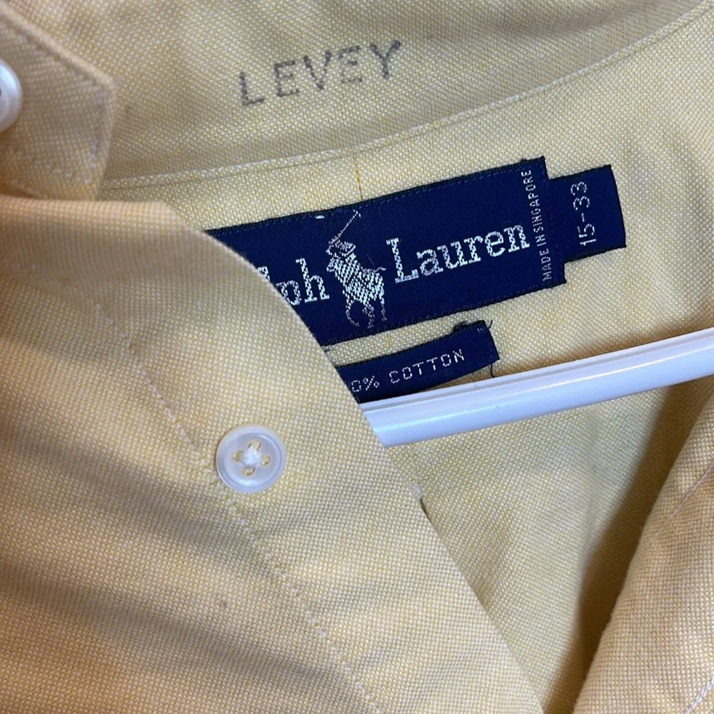 Yellow Ralph Lauren Oxford Shirt Size 15-33 - Picture 3 of 4